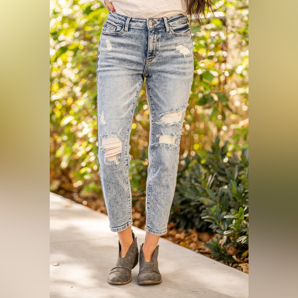 Judy Blue acid wash high boyfriend Jean